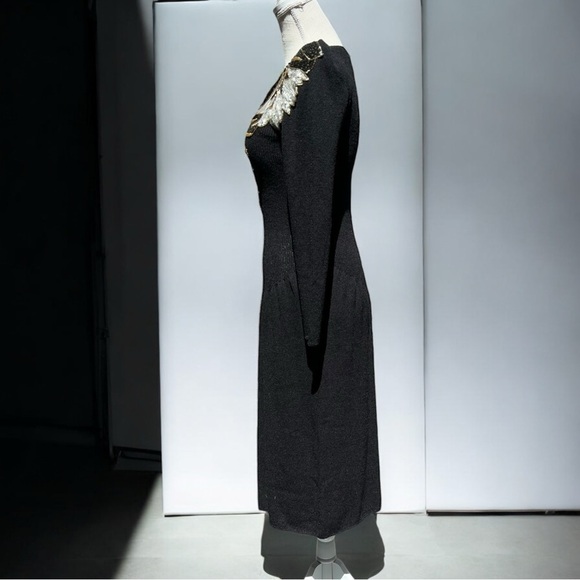 🌻VINTAGE 1980s Pat Sandler for Wellmore Black Knit Sequined Dress Tagged Size 8 - Picture 7 of 14